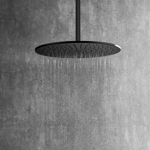 HL6304B 16 inch Big Size Matte Black Round Single Setting 304 Stainless Steel High Pressure Soft Spray Rain Shower Head for Bathroom