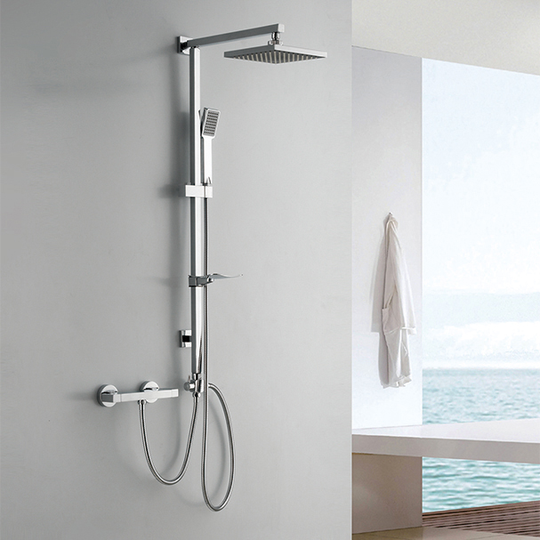 HL-3114 Stainless Steel multi Function Chromed square Shower Column Set including rain shower ,handheld shower for Bathroom Featured Image