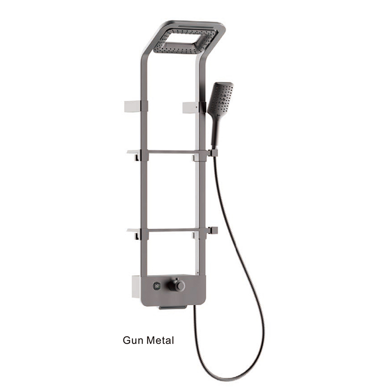 HL-2492 HUALE New Design Wall Mounted Shower Panel with modern rain shower head and Hydro-Powered Temperature Display for bathroom Featured Image