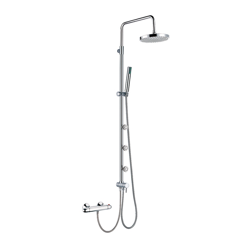 HL-3103 Brass multi Function Chromed “L” type Shower Column Set including rain shower ,handheld shower and massage spray for Bathroom Featured Image